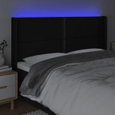 Vidaxl Čelo postele s LED černé 203 x 16 x 118/128 cm textil