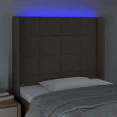 Greatstore Čelo postele s LED taupe 103 x 16 x 118/128 cm textil