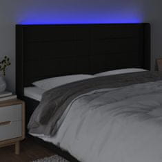 Vidaxl Čelo postele s LED černé 183 x 16 x 118/128 cm textil