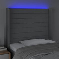 Vidaxl Čelo postele s LED světle šedé 83 x 16 x 118/128 cm textil