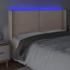 Vidaxl Čelo postele s LED cappuccino 203 x 16 x 118/128 cm umělá kůže