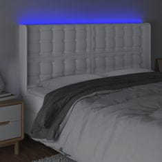 Vidaxl Čelo postele s LED bílé 147 x 16 x 118/128 cm umělá kůže