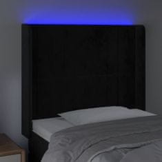 Greatstore Čelo postele s LED černé 103 x 16 x 118/128 cm samet