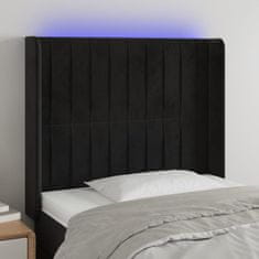 Vidaxl Čelo postele s LED černé 93 x 16 x 118/128 cm samet