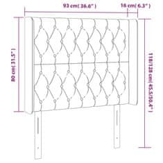 Greatstore Čelo postele s LED tmavě šedé 93 x 16 x 118/128 cm samet