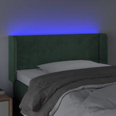 Vidaxl Čelo postele s LED tmavě zelené 103 x 16 x 78/88 cm samet