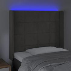 Greatstore Čelo postele s LED tmavě šedé 93 x 16 x 118/128 cm samet