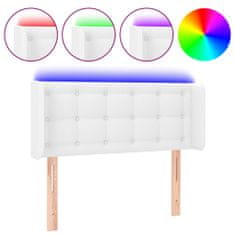 Vidaxl Čelo postele s LED bílé 83 x 16 x 78/88 cm umělá kůže