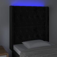 Greatstore Čelo postele s LED černé 83 x 16 x 118/128 cm samet