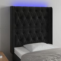 Greatstore Čelo postele s LED černé 83 x 16 x 118/128 cm samet