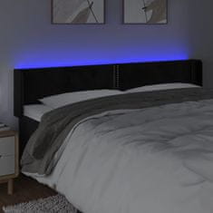 Vidaxl Čelo postele s LED černé 183 x 16 x 78/88 cm samet