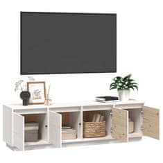 Greatstore TV skříňka bílá 156 x 37 x 45 cm masivní borové dřevo