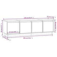 Greatstore TV skříňka šedá 156 x 37 x 45 cm masivní borové dřevo