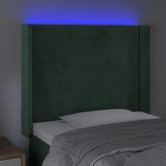 Vidaxl Čelo postele s LED tmavě zelené 103 x 16 x 118/128 cm samet