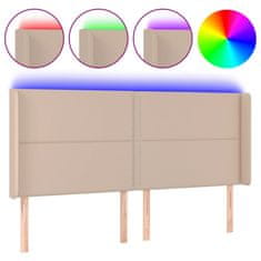 Greatstore Čelo postele s LED cappuccino 163 x 16 x 118/128 cm umělá kůže