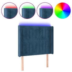 Greatstore Čelo postele s LED tmavě modré 103 x 16 x 118/128 cm textil