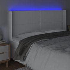 Greatstore Čelo postele s LED bílé 163 x 16 x 118/128 cm umělá kůže