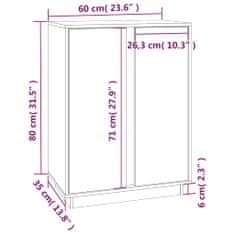 Vidaxl Příborník 60x35x80 cm masivní borové dřevo