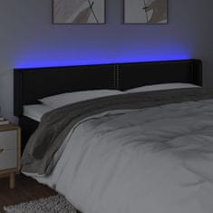 Vidaxl Čelo postele s LED černé 163 x 16 x 78/88 cm umělá kůže