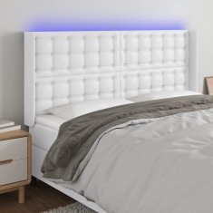 Greatstore Čelo postele s LED bílé 203 x 16 x 118/128 cm umělá kůže