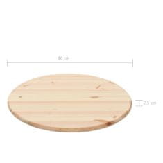 Greatstore Stolní deska přírodní borové dřevo kulatá 25 mm 80 cm