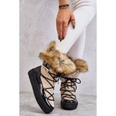 Šněrovací sněhové boty béžové a černé velikost 38