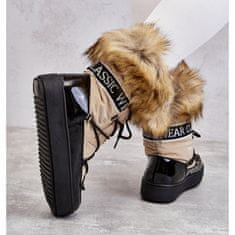 Šněrovací sněhové boty béžové a černé velikost 38