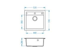 Alveus FORMIC 20/02 PEBBLE -(520x510mm) + pop-up sifon F