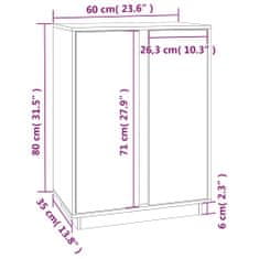 Vidaxl Příborník bílý 60x35x80 cm masivní borové dřevo