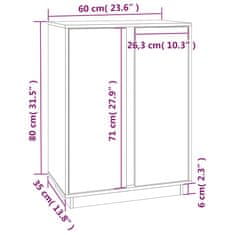 Greatstore Příborník černý 60x35x80 cm masivní borové dřevo