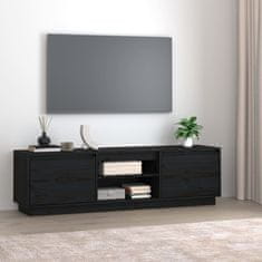 Greatstore TV skříňka černá 140 x 35 x 40 cm masivní borové dřevo