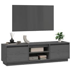 Greatstore TV skříňka šedá 140 x 35 x 40 cm masivní borové dřevo