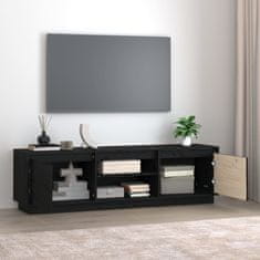 Greatstore TV skříňka černá 140 x 35 x 40 cm masivní borové dřevo