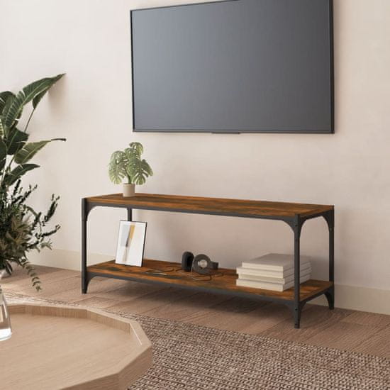 Greatstore TV skříňka kouřový dub 100 x 33 x 41 cm kompozitní dřevo a ocel