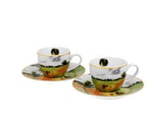 Duo Porcelánová kávová souprava, šálky s podšálky na espresso Pole vlčích máků od Claude Moneta v dárkové krabičce - 2x110 ml
