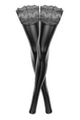 Noir Handmade Noir Handmade F135 Powerwetlook Stockings with Siliconed Lace Superstar - S