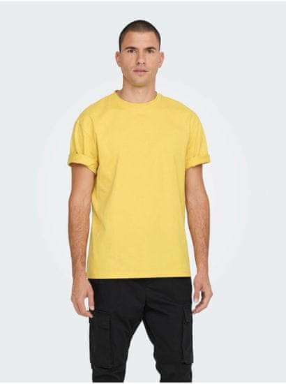 ONLY&SONS Žluté pánské basic tričko ONLY & SONS Fred