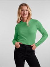 Pieces Zelené dámské basic tričko s dlouhým rukávem Pieces Ruka XS