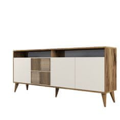 Hanah Home Skříňka Milan - Walnut, Cream, Ořech, Krémová