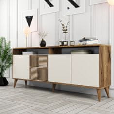 Hanah Home Skříňka Milan - Walnut, Cream, Ořech, Krémová