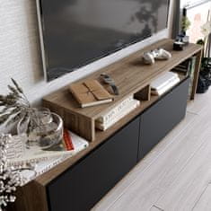 Hanah Home TV stolek Nexera - Walnut, Black, Ořech, Černá