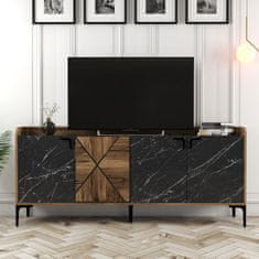 Hanah Home Skříňka Venedik - Walnut, Black Marble, Ořech, Černá