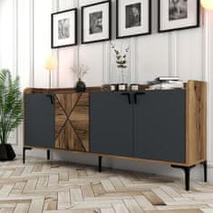 Hanah Home Skříňka Venedik - Walnut, Anthracite, Ořech, Antracitová