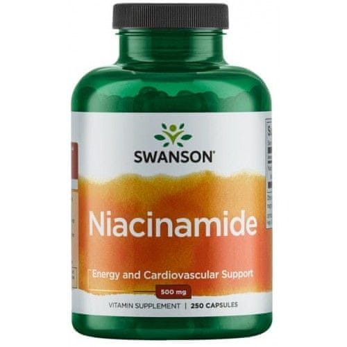 Swanson Nikotinamid Vitamín B3 (Niacinamide), 500 mg, 250 kapslí