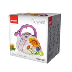 Banquet Konvice smaltovaná pískací FLOWERS 3 l, sada 2 ks