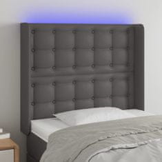 Greatstore Čelo postele s LED šedé 103 x 16 x 118/128 cm umělá kůže