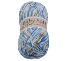 Bellatex Příze BABY SOFT multicolor - 100g / 360 m - bílá, modrá, hnědá