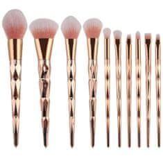 Northix Sada štětců na make-up, 10 štětců - Rosé gold 