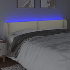 Greatstore Čelo postele s LED krémové 183 x 16 x 78/88 cm umělá kůže