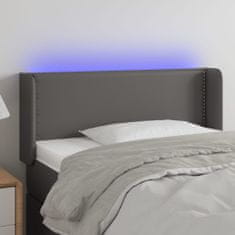 Vidaxl Čelo postele s LED šedé 103 x 16 x 78/88 cm umělá kůže